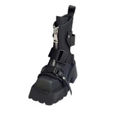 Punk-Rock Zipper Buckle Short Boots